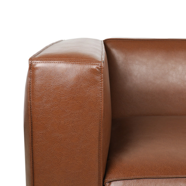 Minkler Contemporary Faux Leather 3 Seater Sofa With Chaise Lounge ... throughout A Deep Dive into the Minkler Contemporary Sofa's Design
