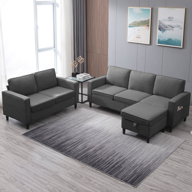 Mjkone 3 Piece Living Room Set &Amp; Reviews | Wayfair throughout Transform Your Living Space with the Versatile Gray Engage 3-Piece Living Room Set