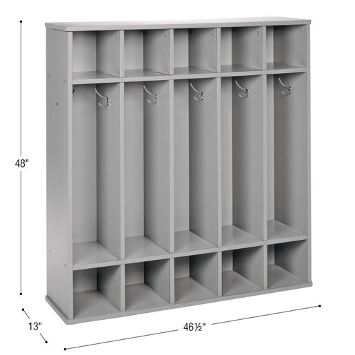 Modern Mist Laminate 5-Section Coat Locker - Light Gray regarding
