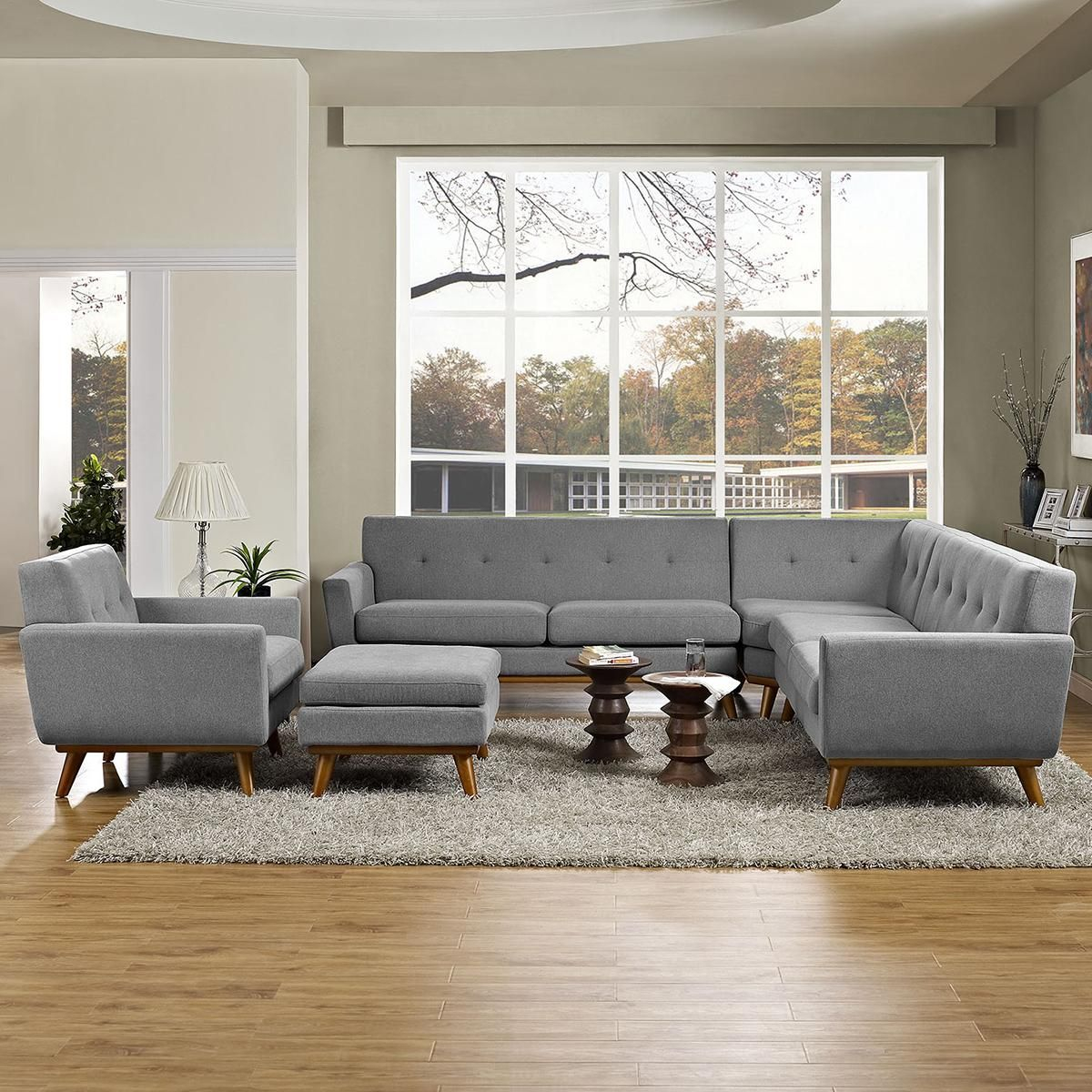 Modway Engage 5-Piece Living Room Set In Gray | Nebraska Furniture Mart ... regarding Transform Your Living Space with the Versatile Gray Engage 3-Piece Living Room Set