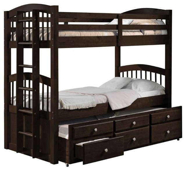 Pemberly Row Contemporary Wood Twin Over Twin Storage Bunk Bed In ... throughout Maximizing Your Child's Room The Pemberly Row Black Bunk Bed Advantage