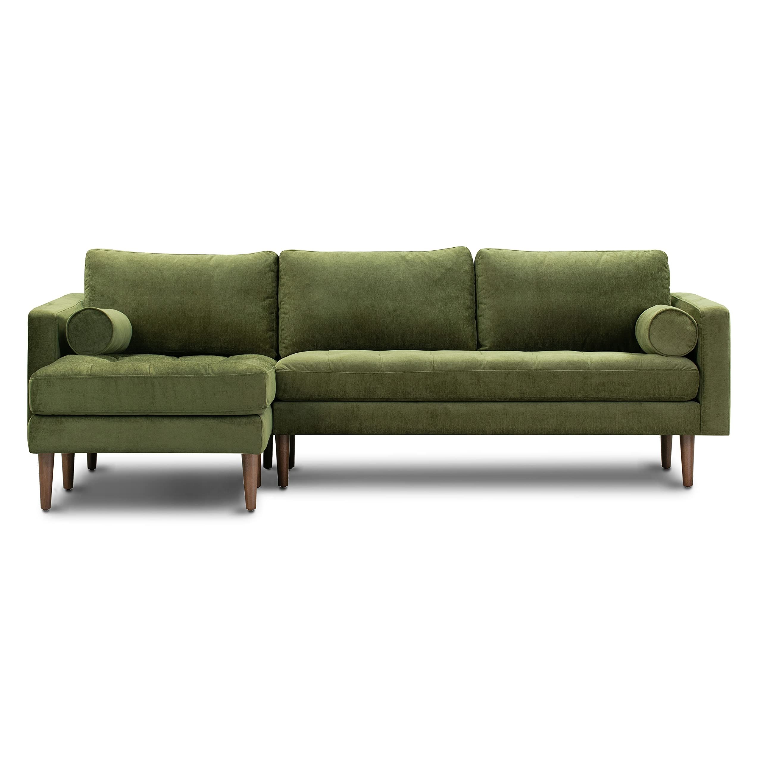 Poly &Amp; Bark Napa Left-Facing Sectional Sofa, Distressed Green Velvet In ... throughout Transforming Living Rooms with the Poly and Bark Napa Velvet Sofa