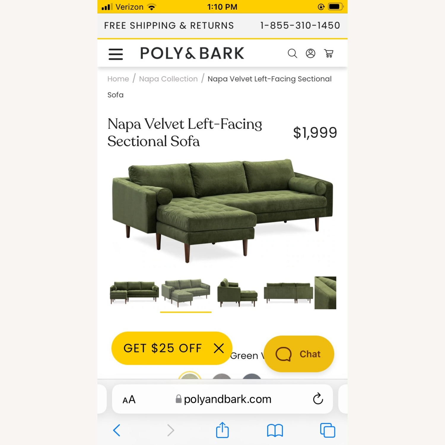 Poly &Amp; Bark Napa Velvet Left-Facing Sectional Sofa - Aptdeco in