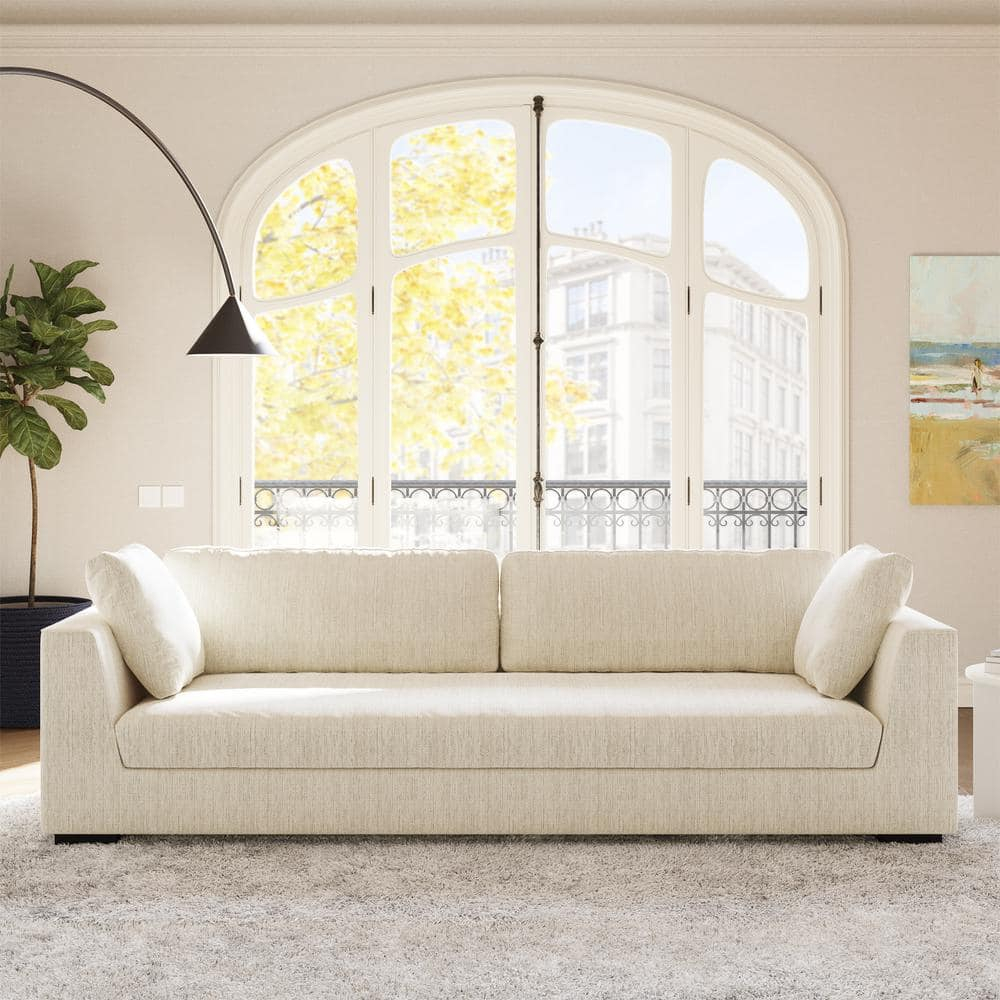 Poly And Bark Capri 99 In. Square Arm 3-Seater Sofa In Bright Ash Hd-Lr ... with regard to