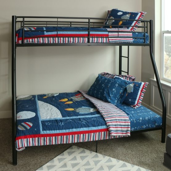 Premium Twin Over Full Metal Bunk Bed - Black Finish pertaining to