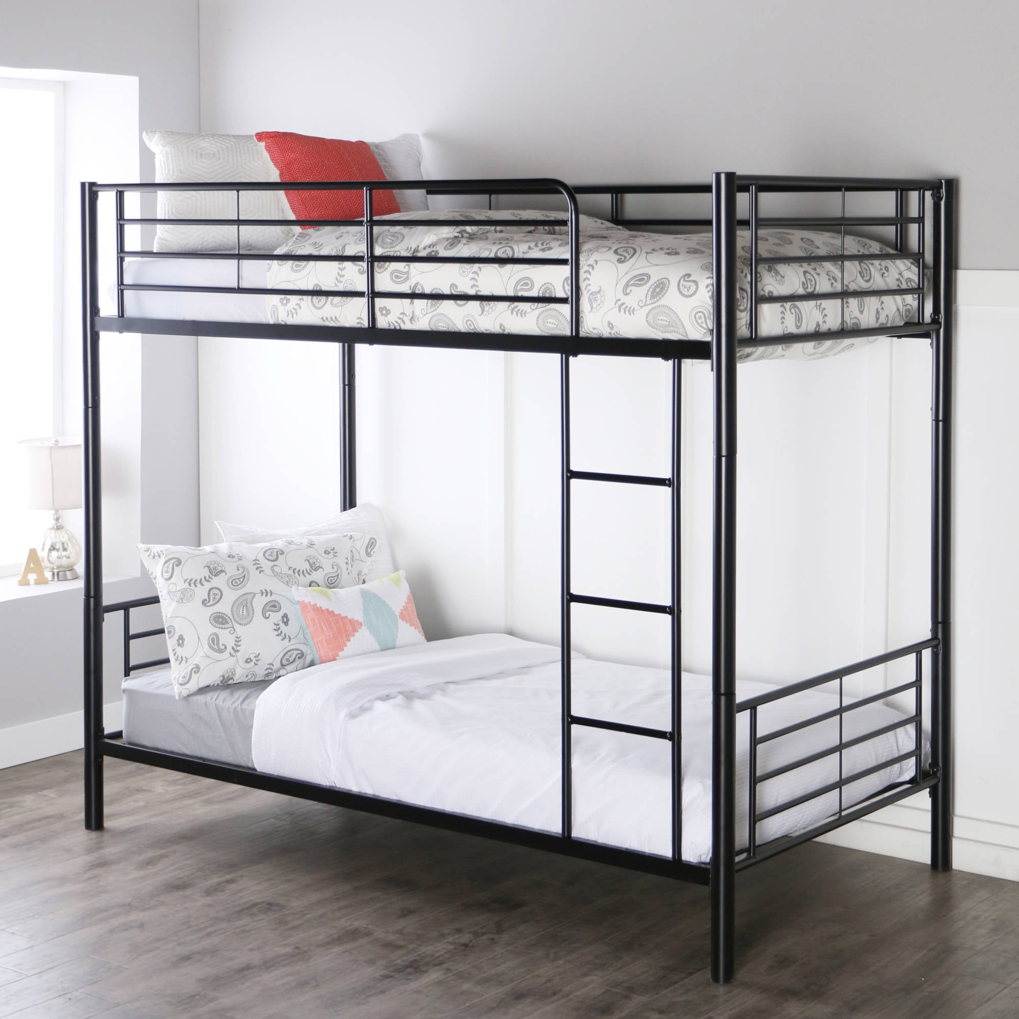Premium Twin Over Twin Black Metal Bunk Bed By Manor Park - Walmart.com ... with Maximizing Your Space The Ultimate Guide to Black Twin Metal Loft Beds