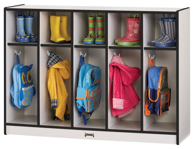 Rainbow Accents Toddler 5 Section Coat Locker - Black - Contemporary ... inside