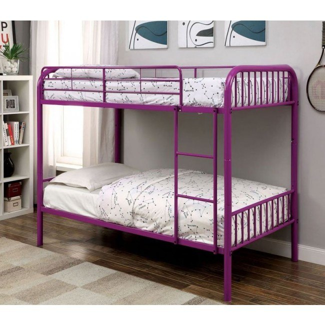 Rainbow Convertible Twin Over Twin Bunk Bed (Purple) By Furniture Of ... in
