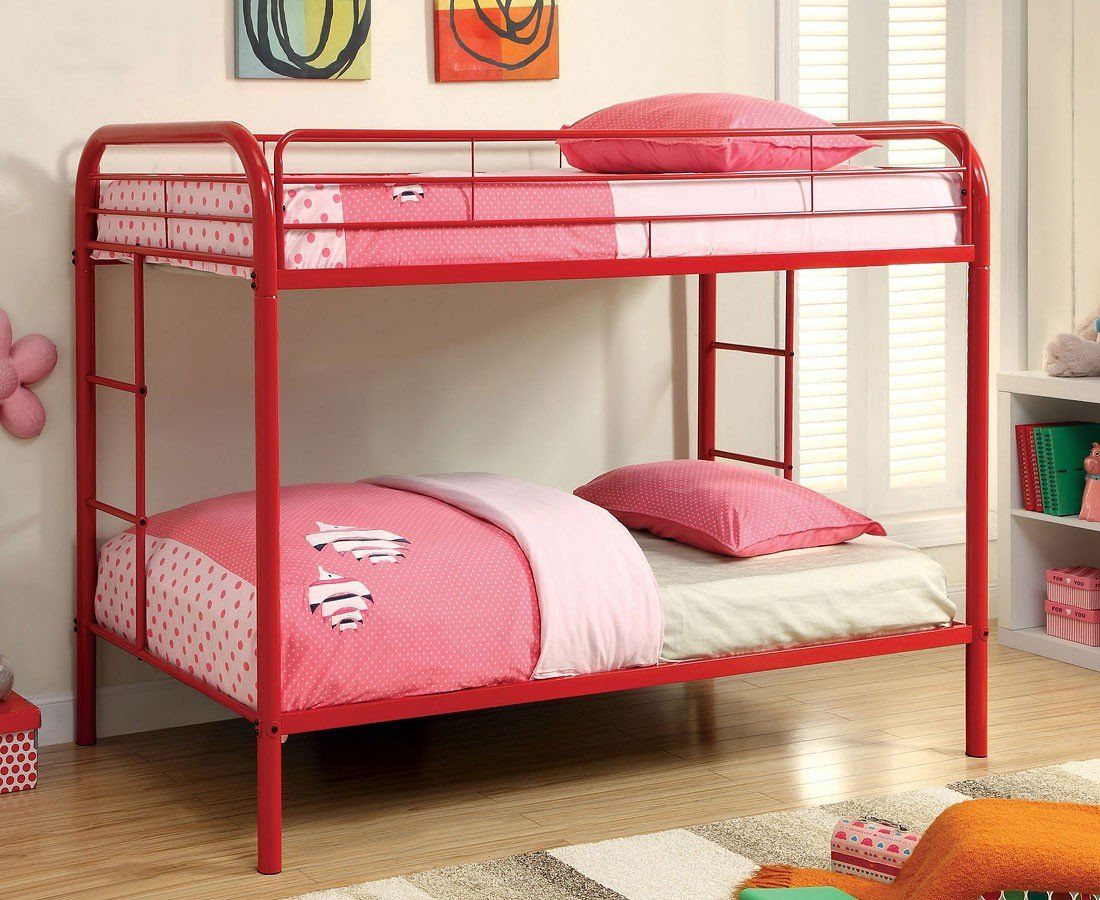 Rainbow Twin Over Twin Bunk Bed (Red) By Furniture Of America ... pertaining to