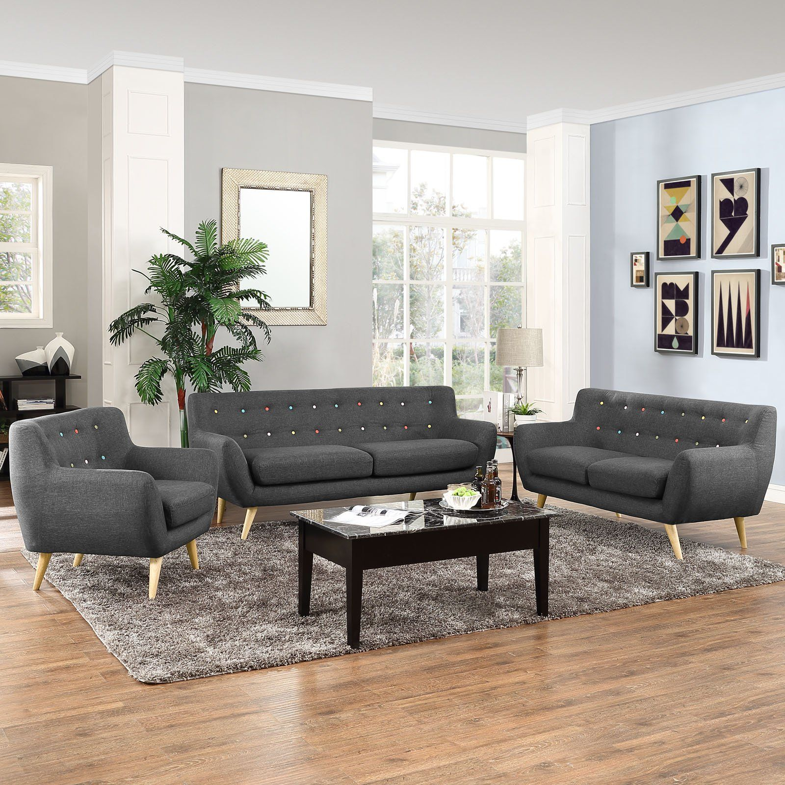 Remark 3 Piece Living Room Set - Gray In 2021 | 3 Piece Living Room Set ... with regard to Transform Your Living Space with the Versatile Gray Engage 3-Piece Living Room Set