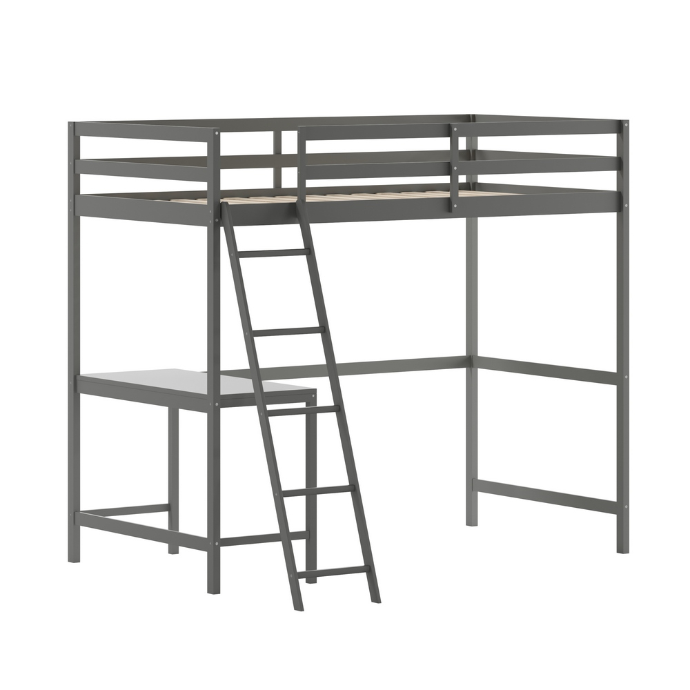 Riley Loft Bed Frame With Desk, Twin Size Wooden Bed Frame With ... intended for