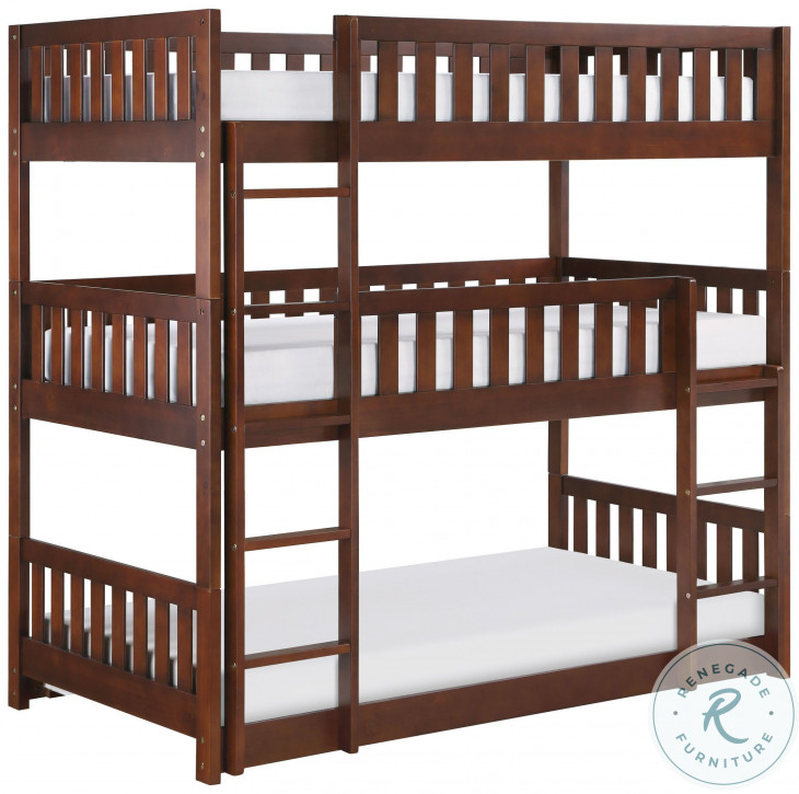 Rowe Dark Cherry Triple Bunk Bed From Homelegance | Coleman Furniture within