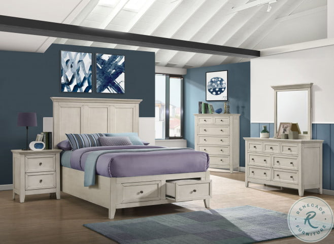 San Mateo Rustic White Youth Storage Bedroom Set With Deck From ... regarding