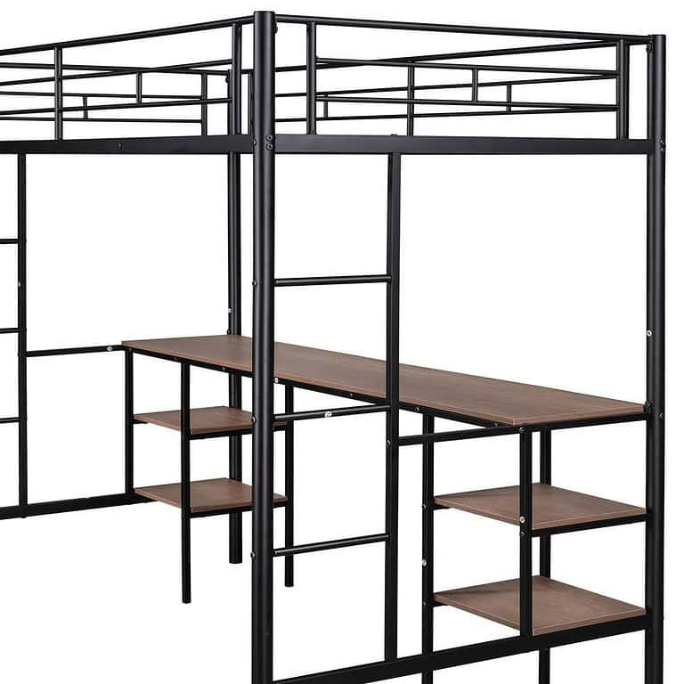 Seafuloy Black Loft Bed With Table | Bigeasymart.com with regard to Is the Roseto WEIF78932 Black Loft Bed Right for You Expert Insights