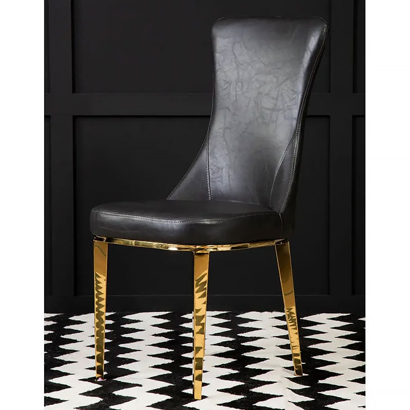 Set Of 2 Ibiza Curved Back White Faux Leather And Gold Dining Chairs ... intended for