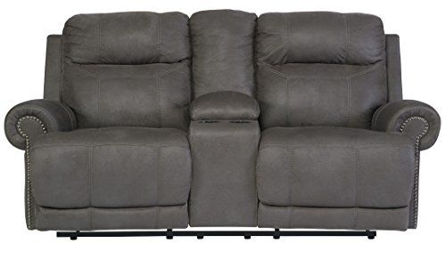 Signature Design By Ashley Austere Contemporary Faux Leather Double ... within Exploring the Features of the Gray Austere Faux Leather Recliner by Ashley