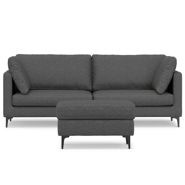 Simpli Home Ava 90-In. Sofa And Ottoman Set In Tightly Woven ... with regard to