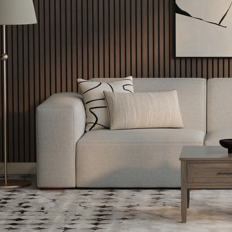 Simpli Home Rex Left-Arm Sofa Module In Tightly Woven Performance ... intended for