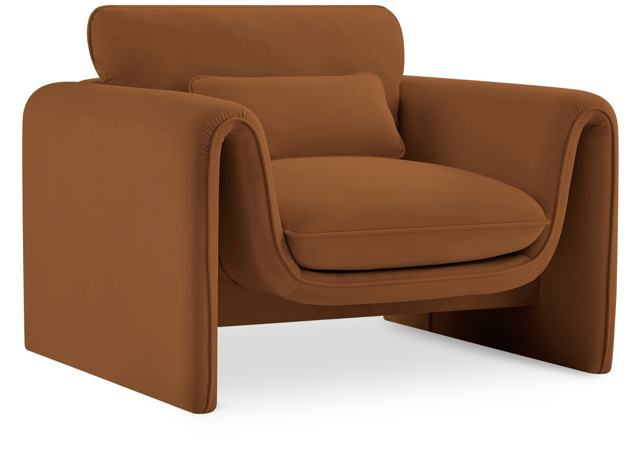 Sloan Velvet Fabric Chair In Saddle By Meridian | 1Stopbedrooms pertaining to Exploring Comfort and Style with Your Sloan Saddle Velvet Sofa