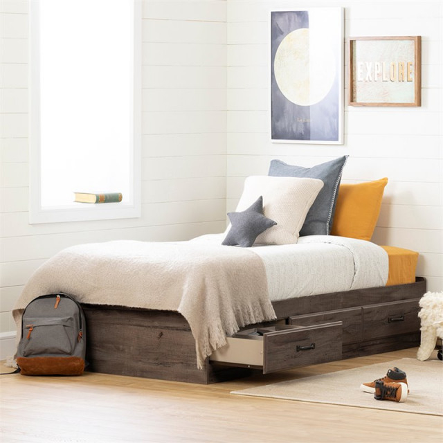 South Shore Ulysses Twin Kids Mates Platform Bed In Fall Oak, Twin ... throughout South Shore Ulysses Dresser in Fall Oak Finding the Perfect Fit for Kids' Storage