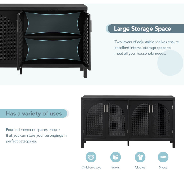 Tateus 60" Kitchen Sideboard Storage Buffet Cabinet For Dining Or ... intended for Style and Storage A Perfect Blend in the TATEUS Grey Chest