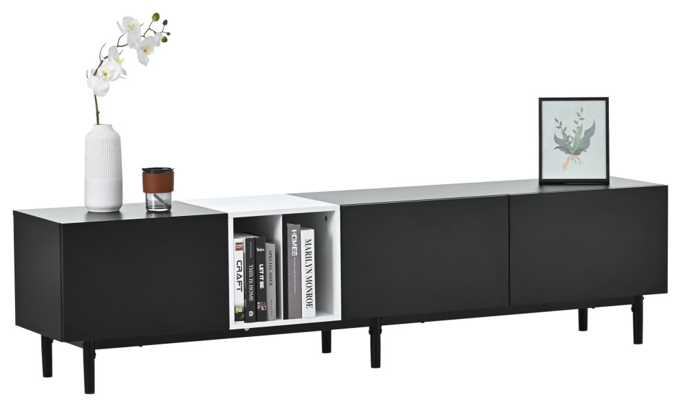 Tateus 80" Tv Stand With Large Storage Cabinet, Combining Style ... with