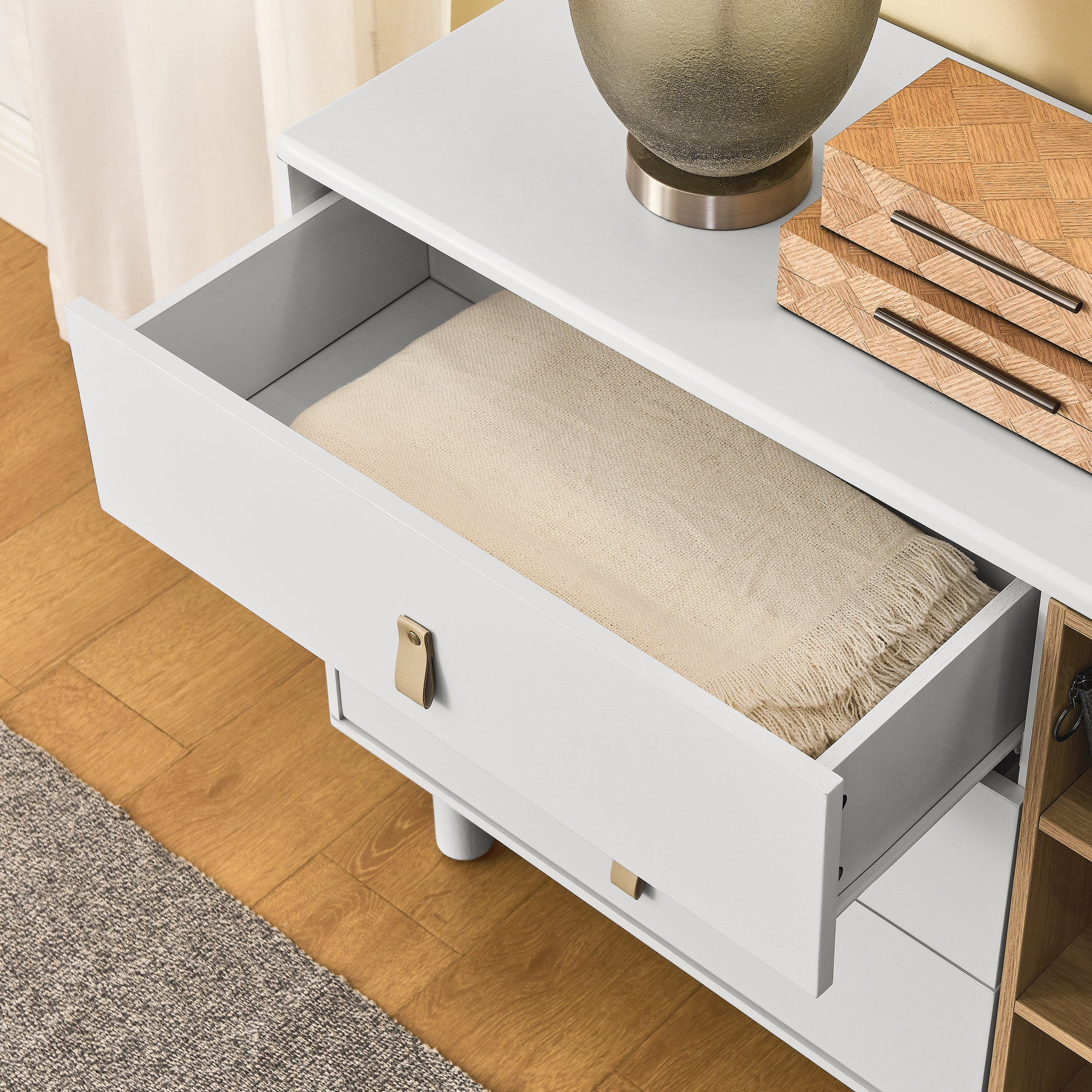 Tateus Storage Cabinet With Doors And Drawers, Chest Of Drawers ... intended for Style and Storage A Perfect Blend in the TATEUS Grey Chest
