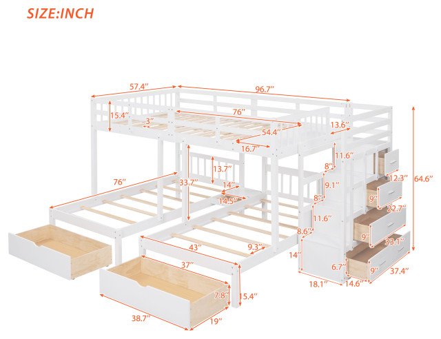 Tateus Twin Bunk Bed, Wood Triple Bunk Bed With Drawers And Guardrails ... with Essential Tips for Assembling Your TATEUS Twin Loft Bed