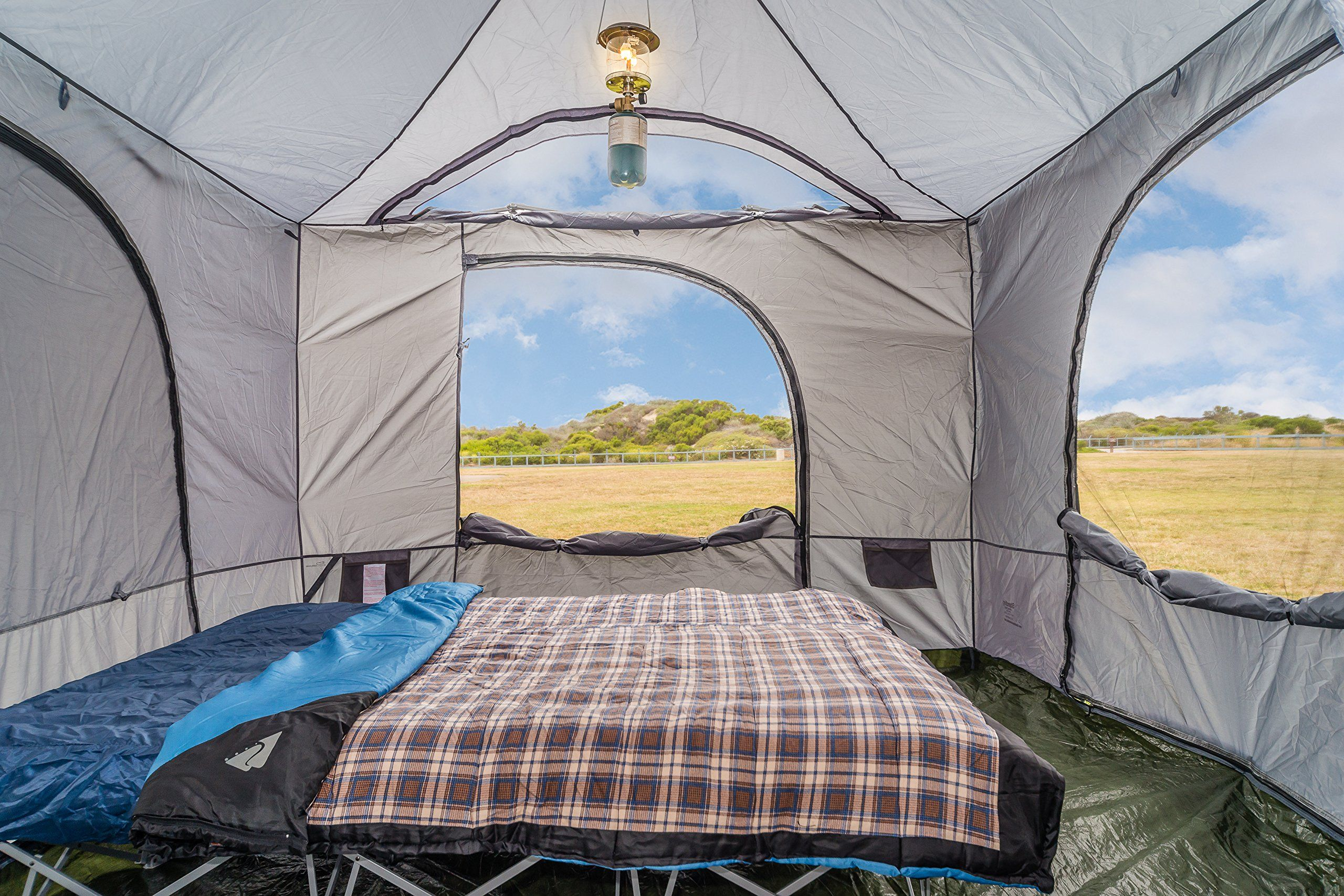 The Original-Authentic Standing Room Family Cabin Camping Tent 8.5' Of ... in A Parent's Perspective on Choosing and Enjoying a Tent Bed White W/Blue Tent Kit