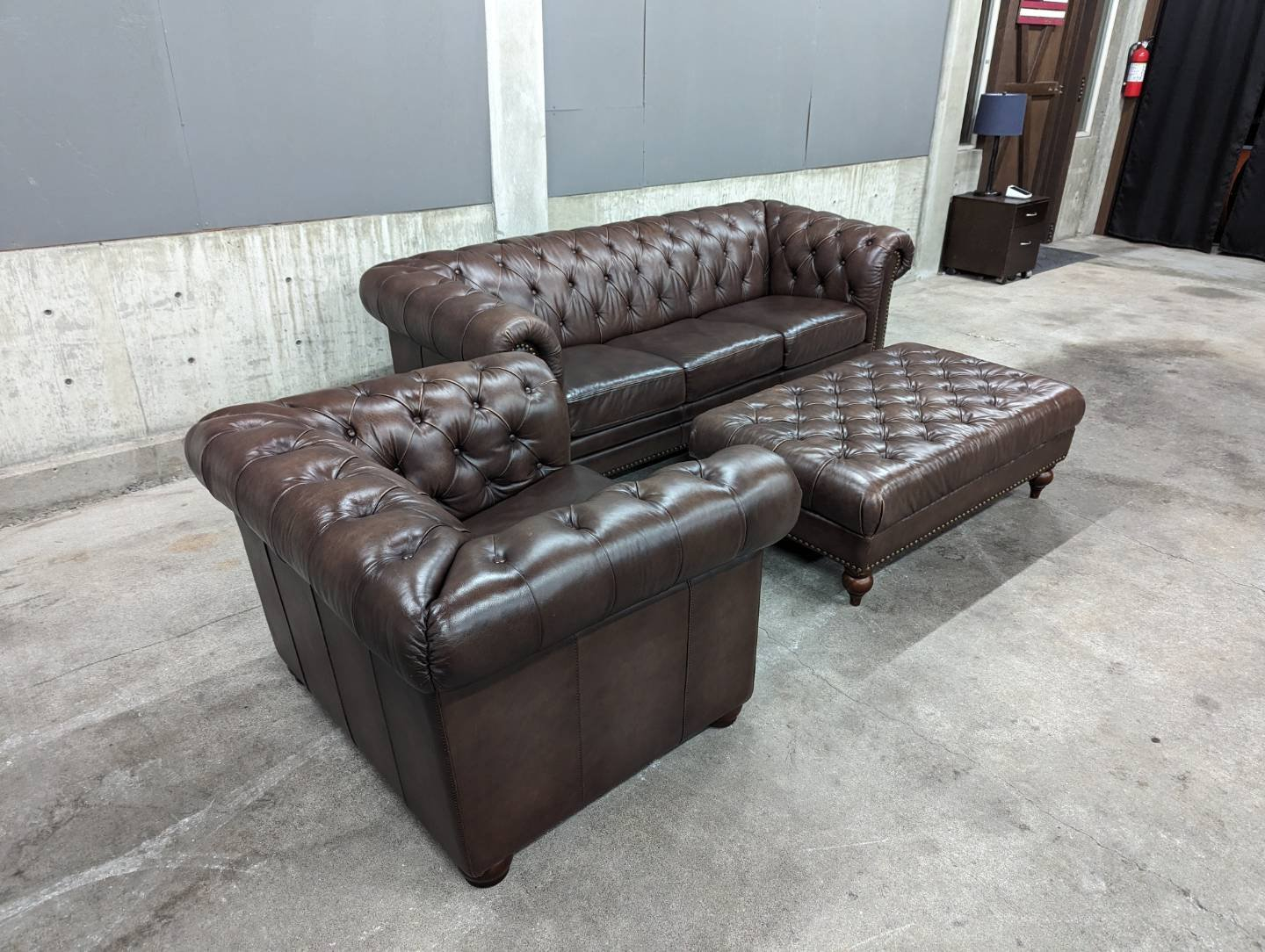 Top Grain Leather Chesterfield Set – The Revived Furniture Co. regarding Unveiling the Elegance of Slate Top Grain Leather Chesterfield Sofas
