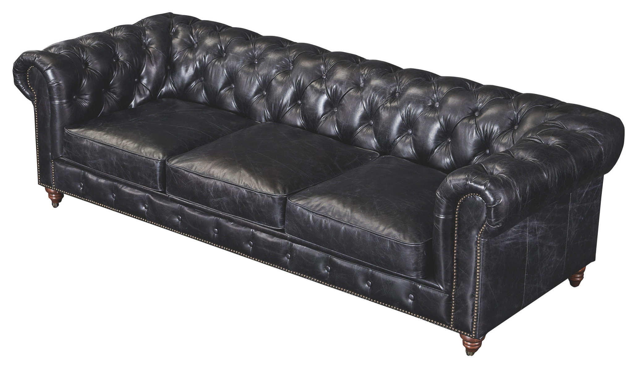 Top Grain Leather Chesterfield Sofa, Slate - Traditional - Sofas - By ... with regard to