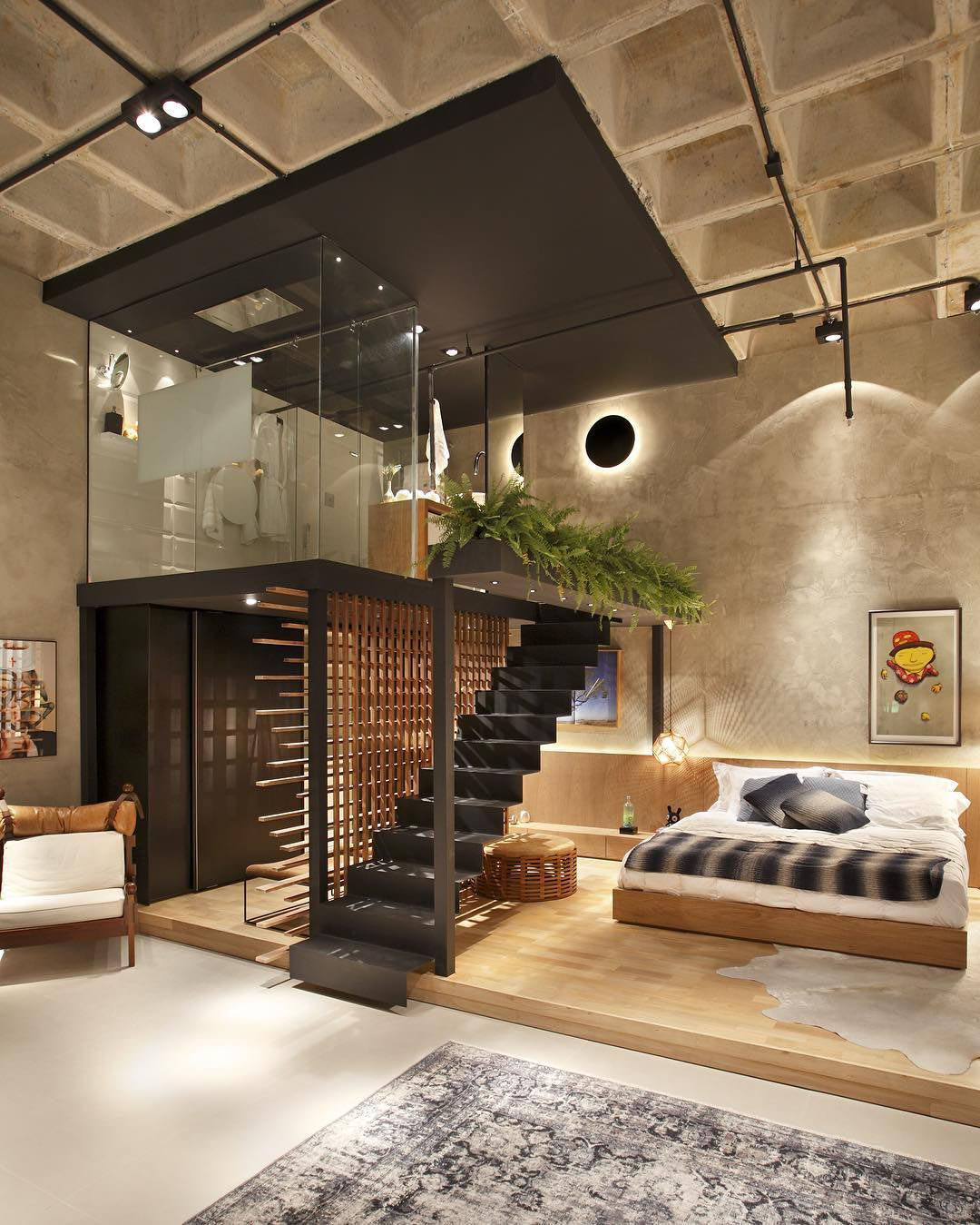 Unique Modern Loft Apartment With Elevated Glass Bathroom | Idesignarch ... within Is a Loft Bed with a Desk Right for Your Child Discover the Lacey