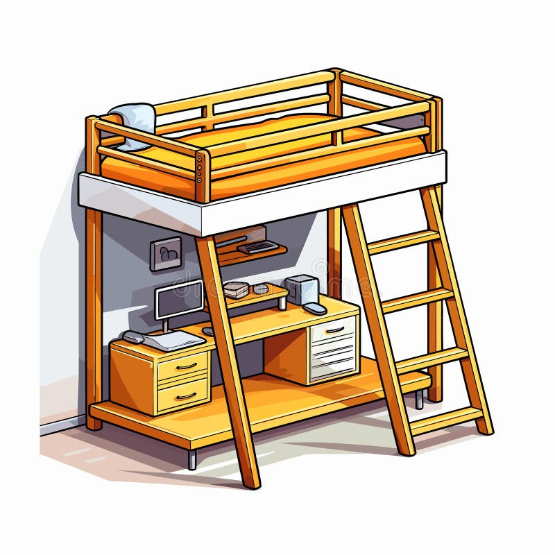 Vector Of A Bunk Bed With A Desk Underneath It, Perfect For Maximizing ... within From Playtime to Dreamtime Maximizing Space with the Pemberly Row Bunk