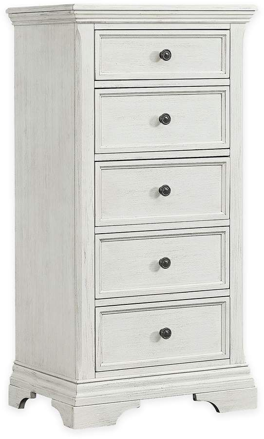 Westwood Design Olivia 5-Drawer Pier Chest In Brushed White pertaining to The Enduring Appeal of Westwood Design Olivia Wood Storage