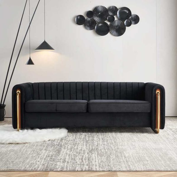 12 Black Velvet Sofas For A Stylish Living Space | 10 Stunning Homes throughout The Art of Styling Your Scarlett Black Velvet Sofa