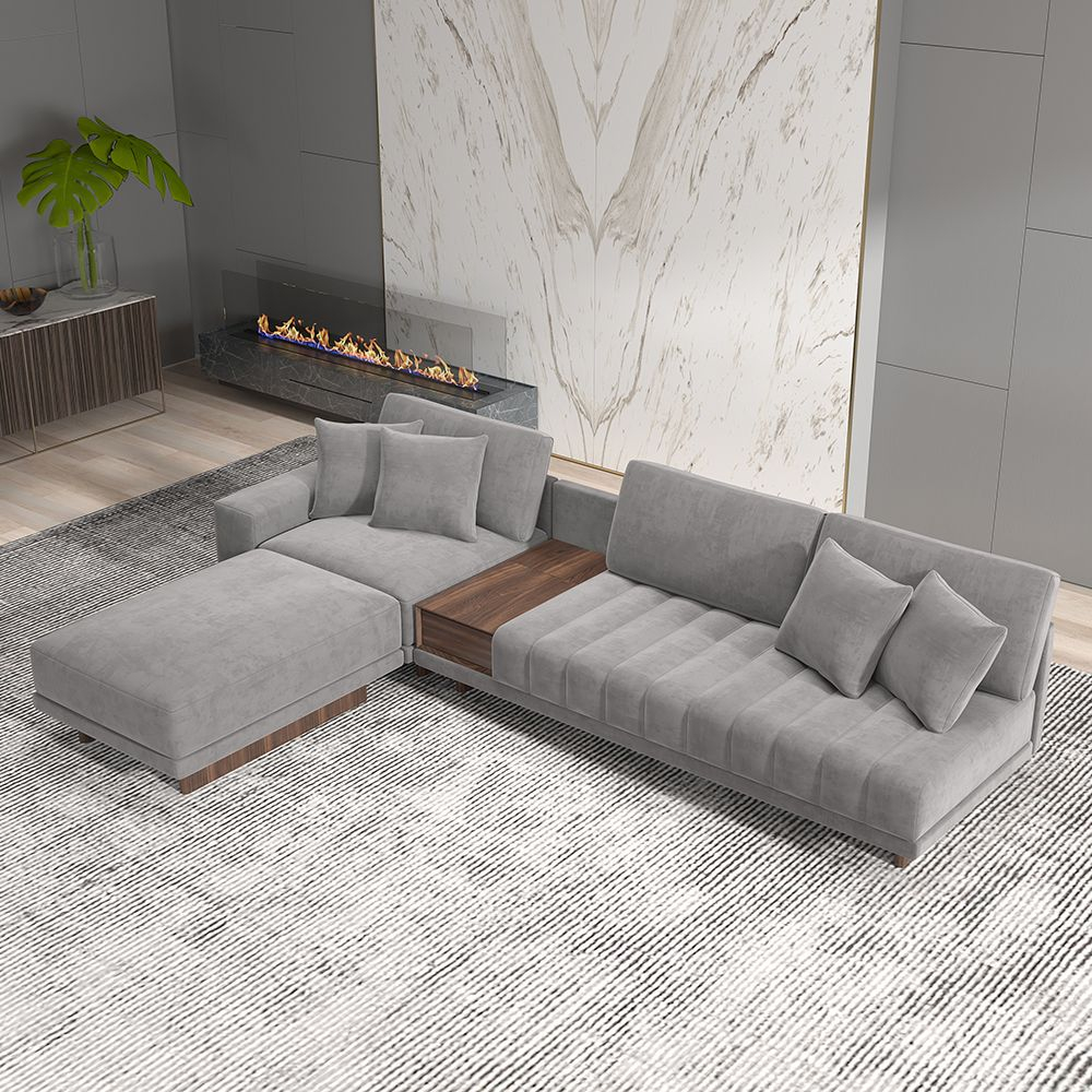126" Velvet L-Shaped Gray Modular Sectional Sofa With Storage Side ... with regard to Transform Your Living Space with a Gray Modular Sectional Sofa