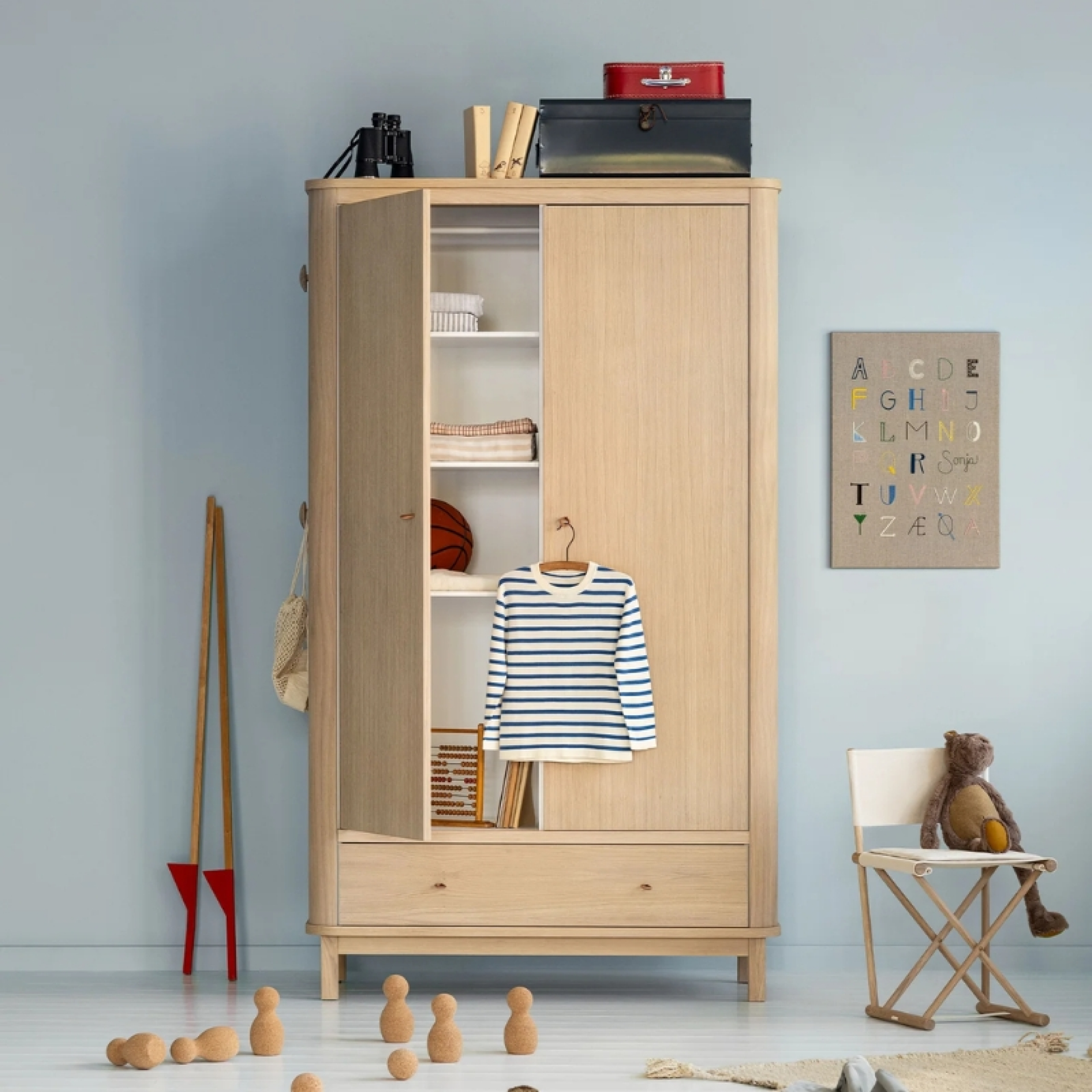 2-Door Wood Wardrobe In Oak By Oliver Furniture - Rêves &Amp; Merveilles in