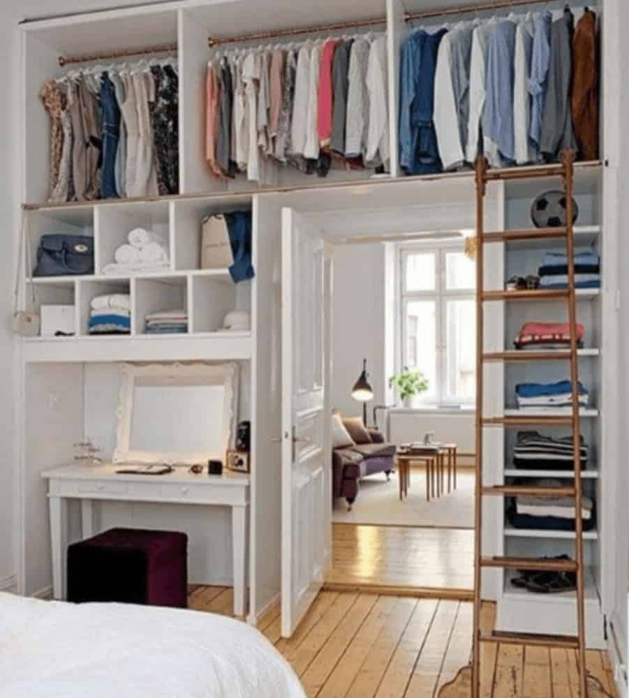 20 Genius Ways To Organize A Small Bedroom To Maximize Space throughout Maximizing Space and Style with a 2-Piece Natural Wood Wardrobe Ensemble