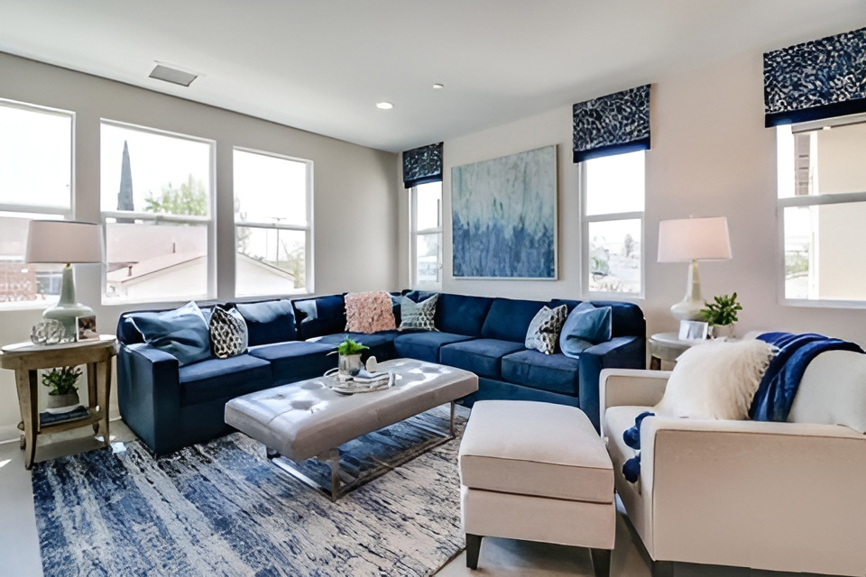 20 Stylish Living Room With Navy Blue Sofas with