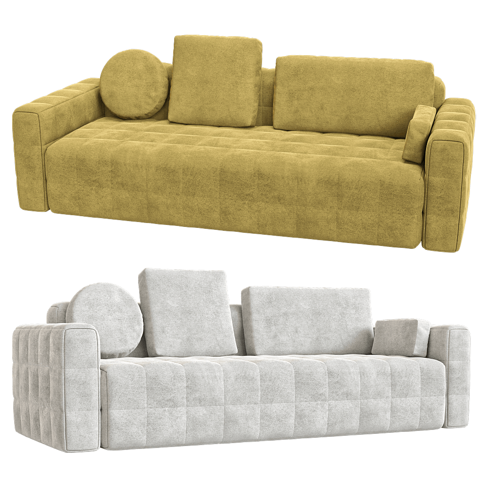 3-Seater Fixed Sofa Block - Download 3D Model | Zeelproject.com throughout