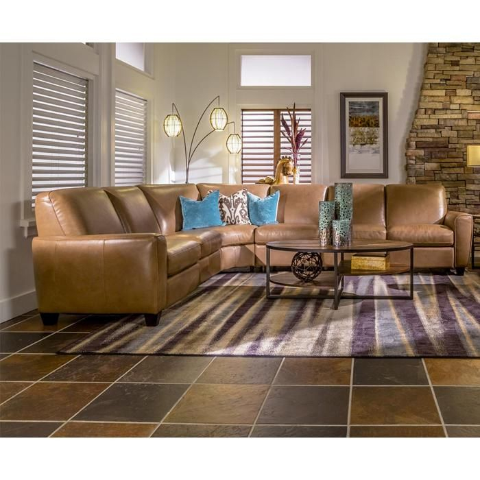 4-Piece Leather Reclining Sectional In Tan | Furniture, Leather ... with regard to Why the Pemberly Row Tan Leather Sectional is a Living Room Game-Changer