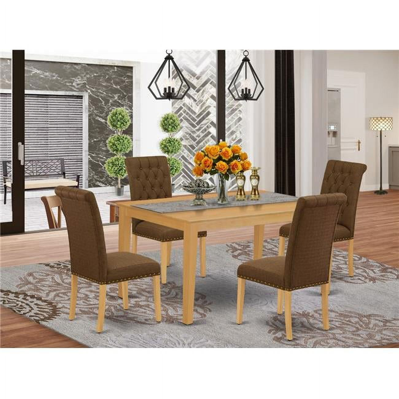 5 Piece Capri Dining Set - Oak & Dark Coffee - Walmart.com regarding