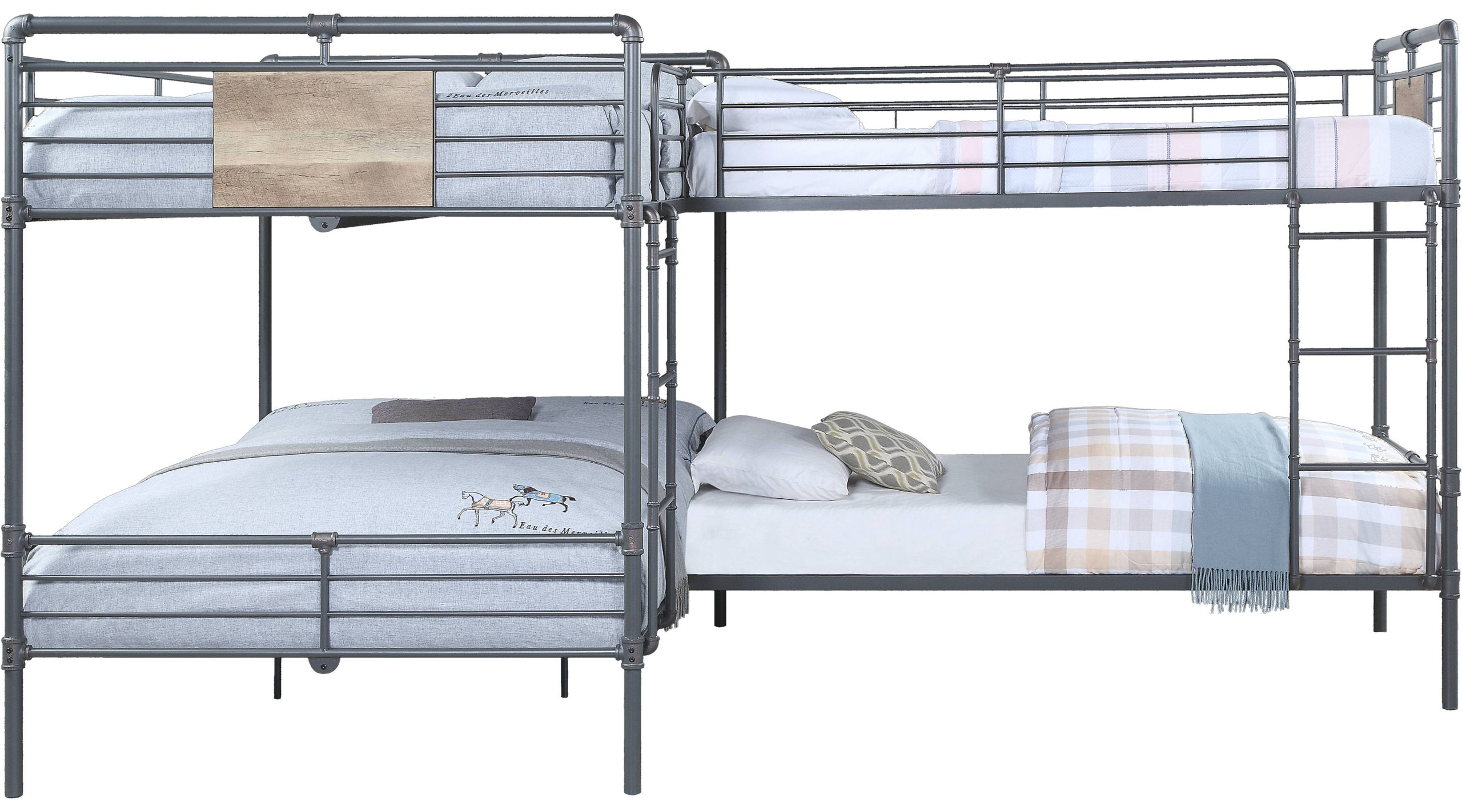 Acme Cordelia Twin/Full L Shape Bunk Bed, Sandy Black, Dark Brone ... inside