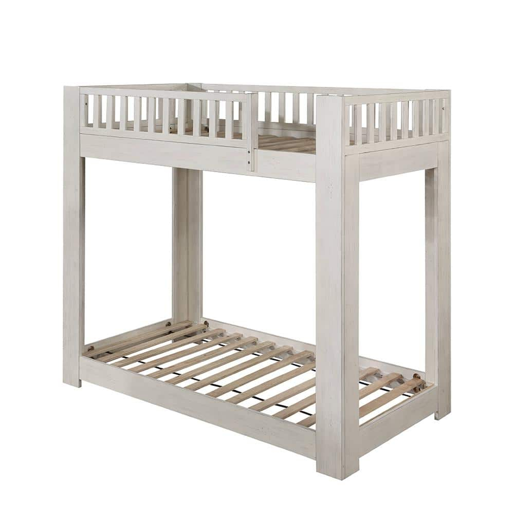 Acme Furniture Cedro Weathered White Twin Over Twin Bunk Bed Bd00612 ... for Unpacking the ACME Neptune Bunk Bed White & Chocolate Design