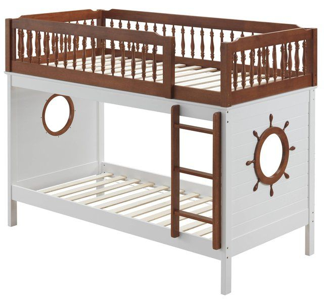 Acme Furniture Farah Oak White Twin Over Twin Bunk Bed Low Bunk Beds ... intended for