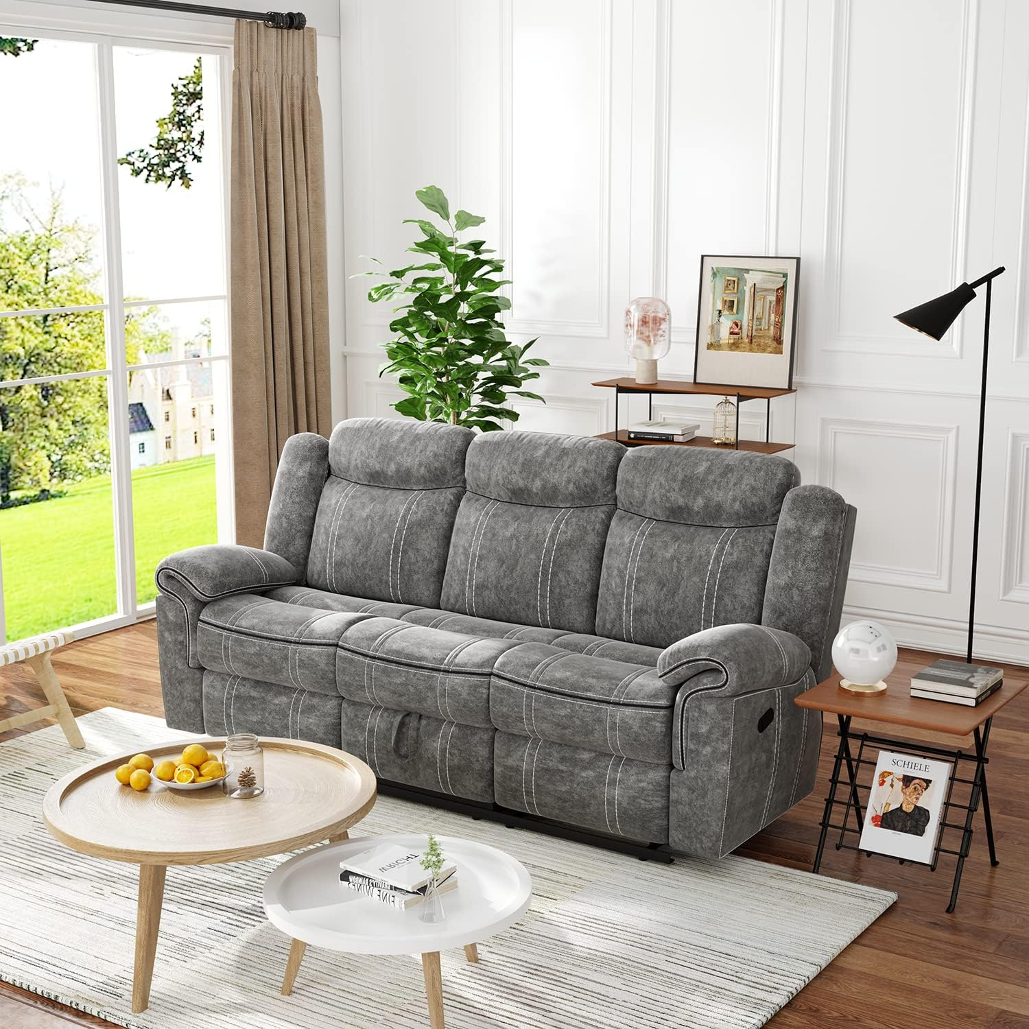 Acme Zubaida Reclining Sofa With Usb Dock, 2-Tone Gray Velvet inside Integrating Tech into Your Living Space The ACME Zubaida Sofa