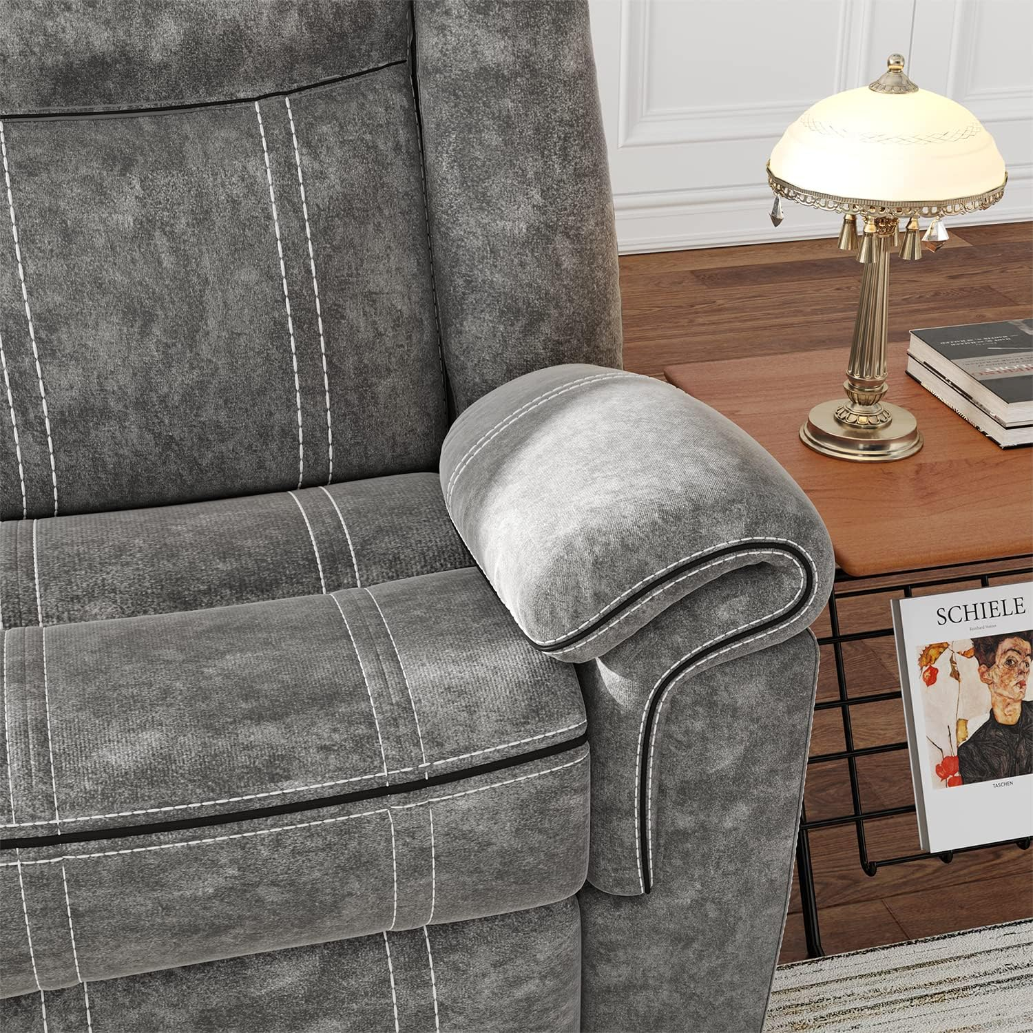 Acme Zubaida Reclining Sofa With Usb Dock, 2-Tone Gray Velvet throughout Integrating Tech into Your Living Space The ACME Zubaida Sofa