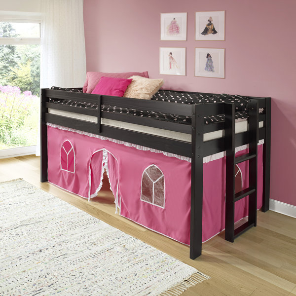 Alaterre Jasper Twin Junior Loft Bed, Espresso Frame And Pink/White ... with Designing a Cozy Nook The Roxy Loft Bed in Espresso and Pink Tent