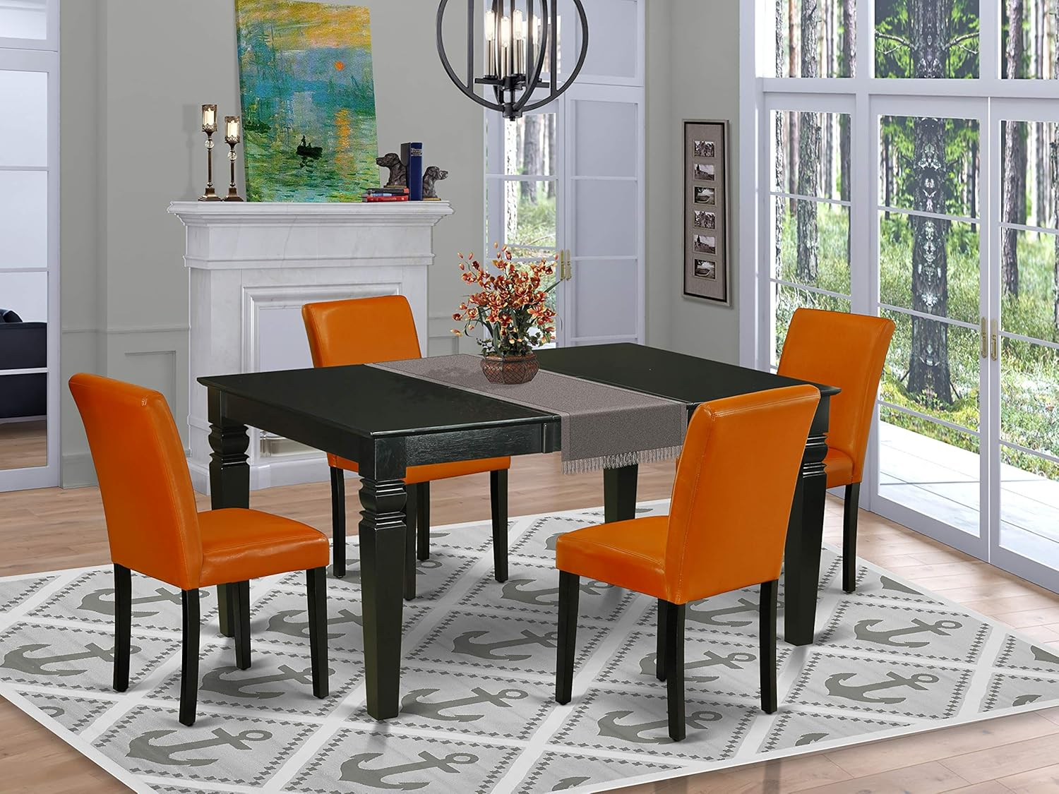 Amazon.com: East West Furniture Weab5-Blk-61 Weston 5 Piece Set ... with regard to