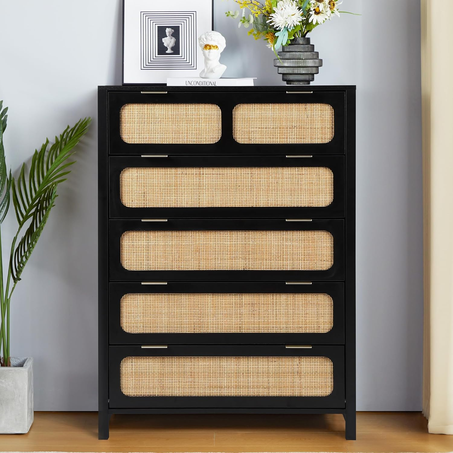 Amazon.com: Levnary 5 Drawer Dresser For Bedroom, Wide Chest Of Drawers ... regarding Elevate Your Bedroom Storage with the Assembled Honey Cane Dresser